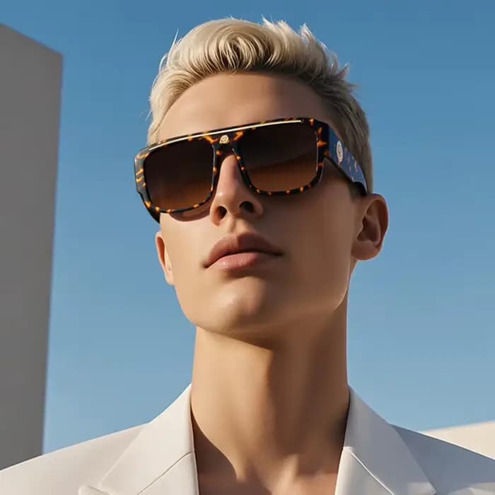 2025 à la mode nouveaux hommes lunettes de soleil cadre épais