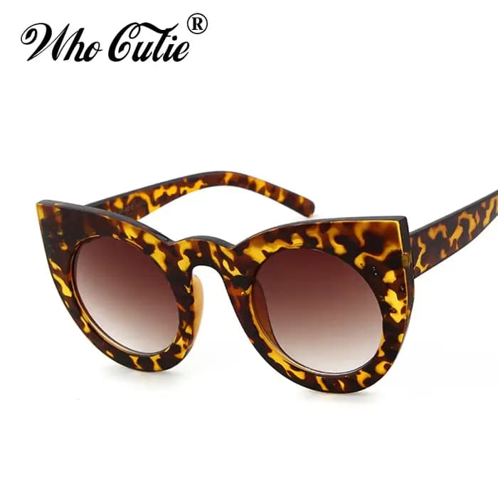 WHO CUTIE 2024 lunettes de soleil rondes œil de chat femmes marque concepteur 90S Vintage blanc noir femme Cateye