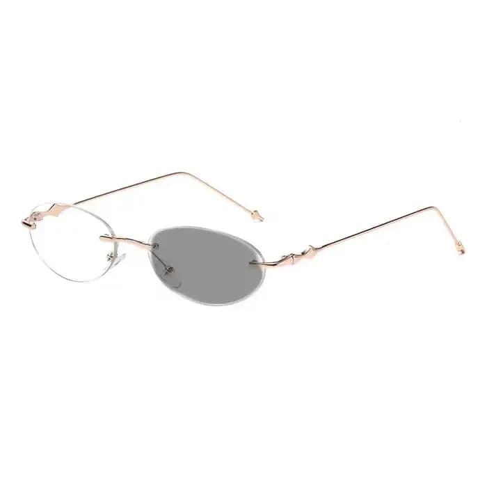 Petites lunettes de myopie photochromiques ovales femmes hommes à la mode sans cadre moins dioptrie