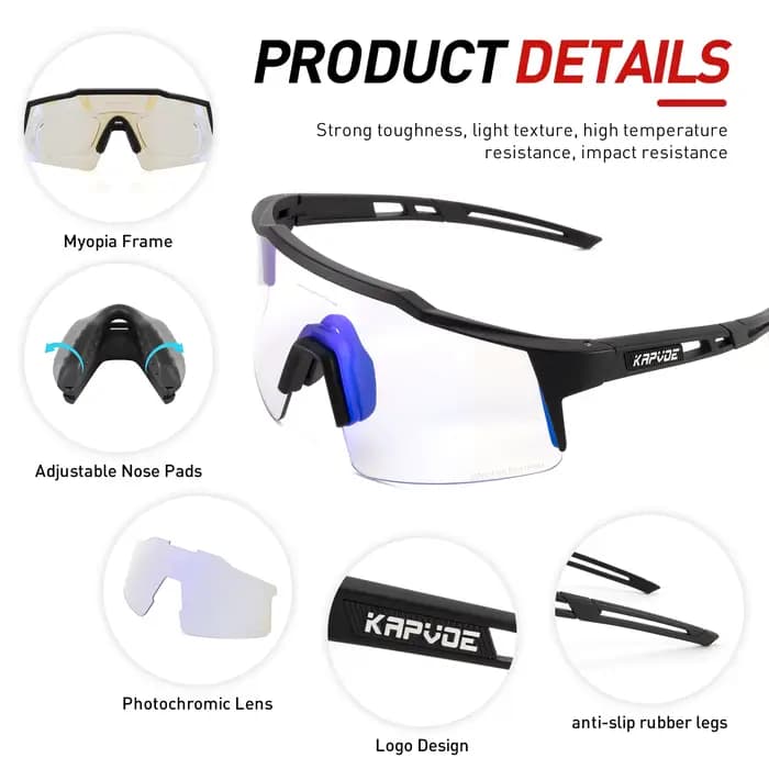 KAPVOE photochromique vélo nuit équitation lunettes UV400 vtt