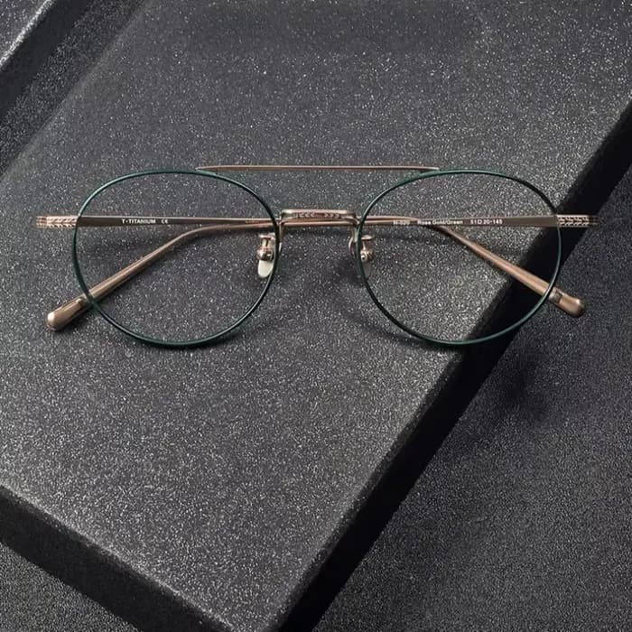 Rétro rond fait à la main japonais femmes aviateur titane lunettes montures N-020