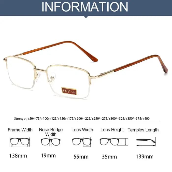 Lunettes de lecture unisexes + 1.00 ~ + 4.0, charnière de printemps, métal, demi-lune, résine Ultra