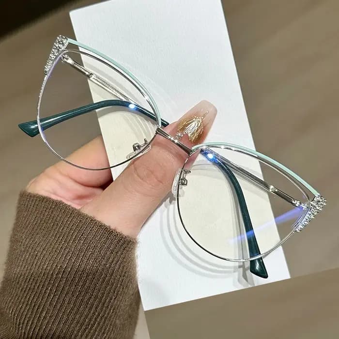 2025 nouveau exquis diamant clouté métal monture de lunettes pour femmes Anti lumière bleue