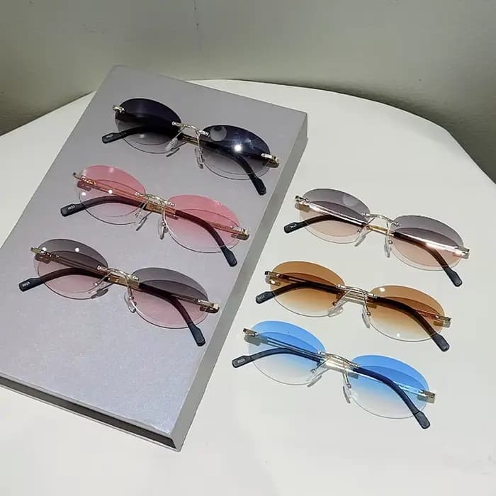 KAMMPT sans monture ovale lunettes de soleil hommes mode dégradé décor nuances femmes 2025 nouveau