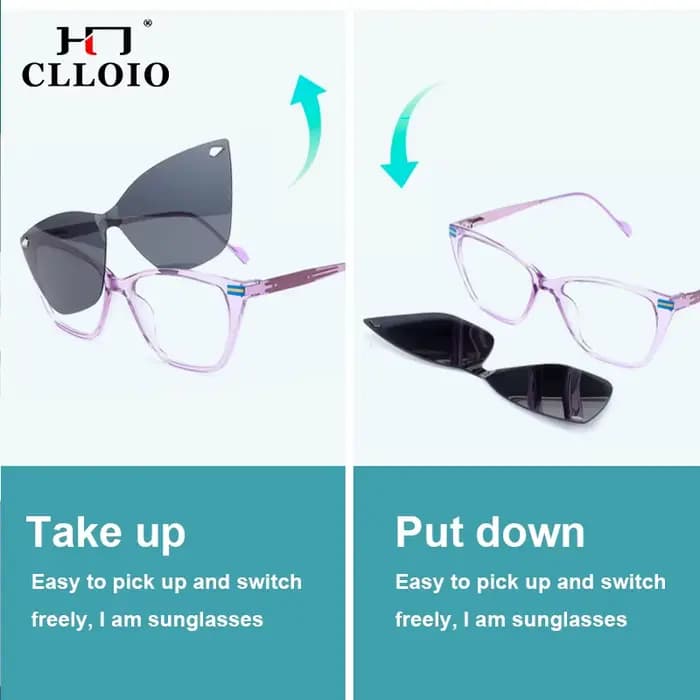 CLLOIO nouveau Style aimant pince sur lunettes de lecture femmes oeil de chat myopie lunettes de Pre