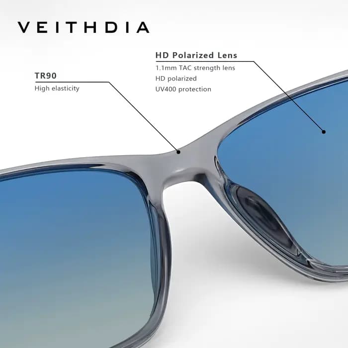 VEITHDIA Lunettes de soleil polarisées pour hommes et femmes, lunettes de soleil à la mode, lunettes