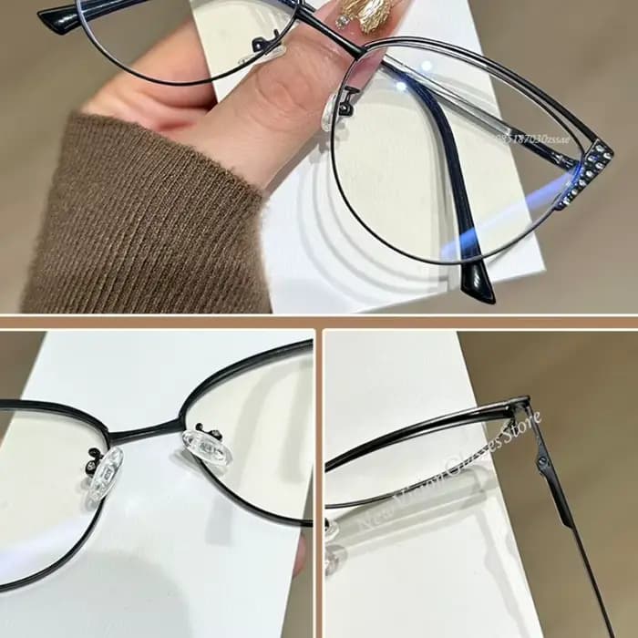 2025 nouveau exquis diamant clouté métal monture de lunettes pour femmes Anti lumière bleue