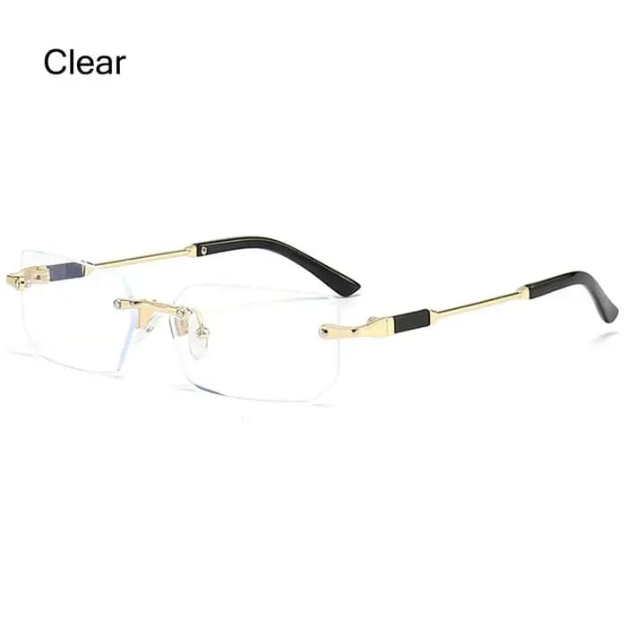 Lunettes de soleil rectangulaires sans monture pour femmes et hommes