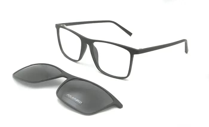 Lunettes carrées polarisées cadre aimant Clip-On