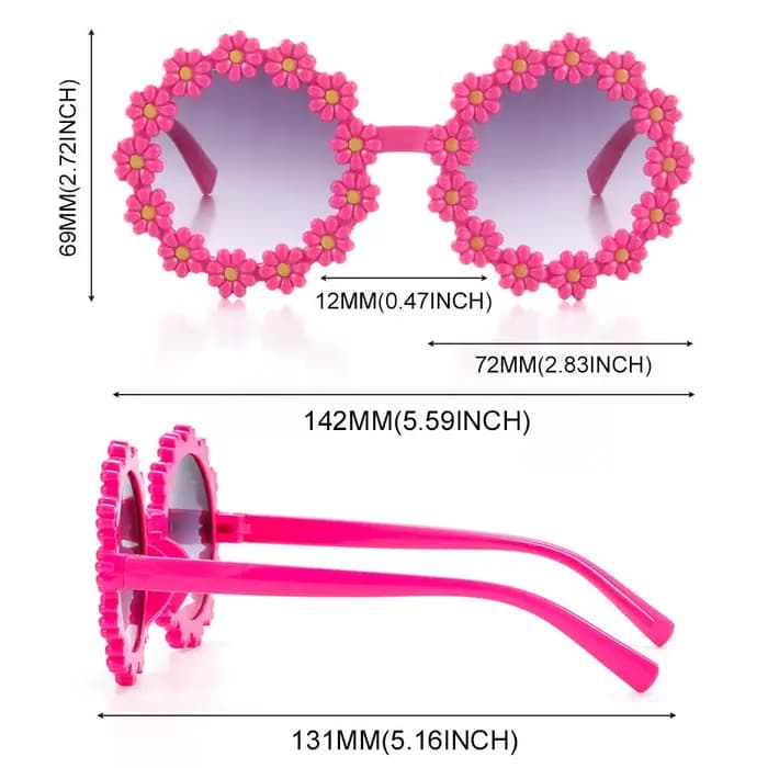 Nouvelles Lunettes de Soleil Rondes à Motif Marguerite pour Fête Disco