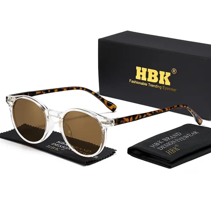 HBK mode lunettes De Soleil polarisées hommes rond TR90 cadre