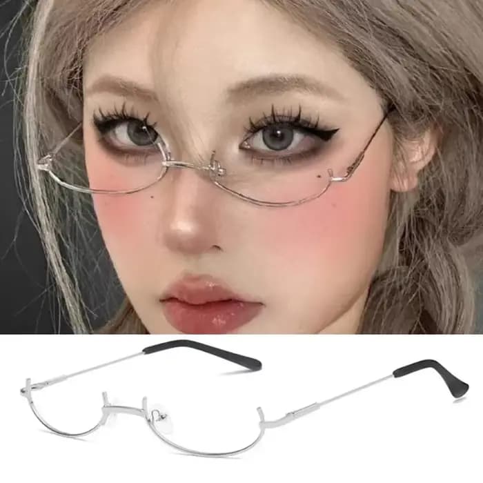 Lunettes vintage demi-monture en métal sans lentille pour filles, cosplay chic, décoration de fête,