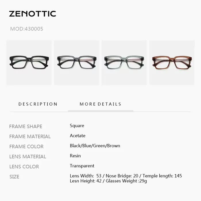 Lunettes carrées en acétate pour hommes et femmes