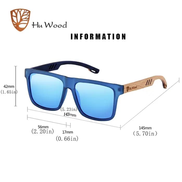 Lunettes de soleil polarisées carrées en bois HU WOOD pour hommes et femmes, idéales pour la conduit