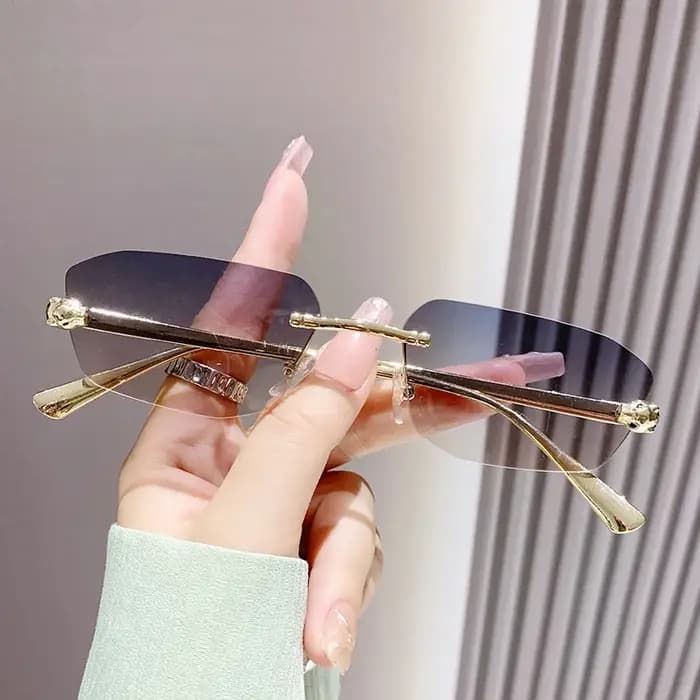 Lunettes de soleil sans monture tête de léopard pour femmes et hommes