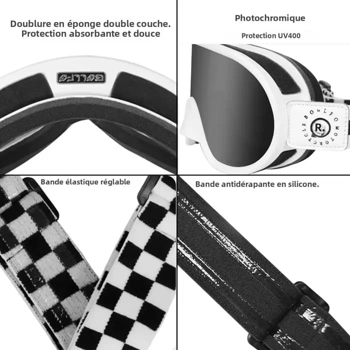 BOLLFO lunettes de moto photochromiques Anti-buée Protection UV cyclisme MX ATV vtt hors route motoneige