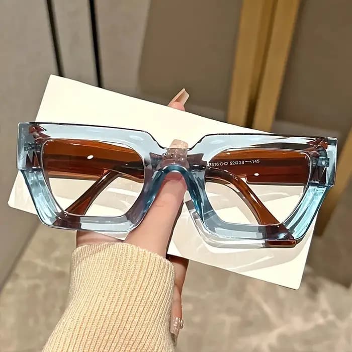 Lunettes surdimensionnées Y2K à verres transparents avec monture imprimée léopard