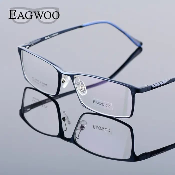 Eagwoo aluminium hommes large visage lunettes de Prescription jante complète cadre optique affaires