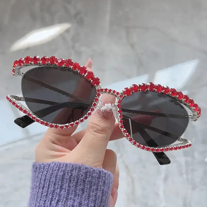 2025 mode luxe cristal brillant lunettes De soleil femmes Sexy oeil De chat strass fête élégante