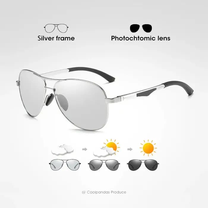 Lunettes de soleil photochromiques pilote de conception de marque classique hommes