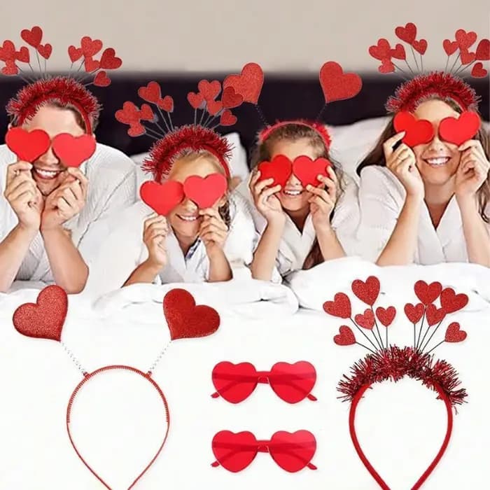 1/2 pièces saint valentin décoration paillettes coeur bandeau lunettes de soleil anniversaire de mariage fête d'anniversaire décor Photo stand accessoires