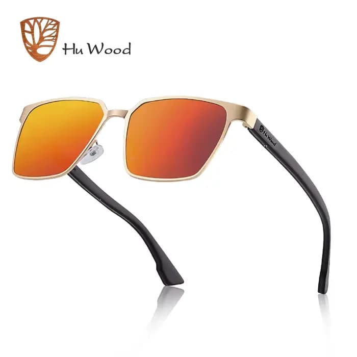 Hu Wood haute qualité hommes lunettes de soleil carrées
