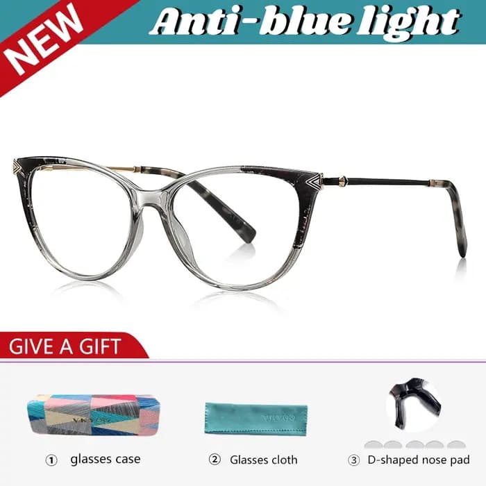 VICKY nouvelle mode Unique Simple oeil de chat conception femmes Anti-lumière bleue lunettes de lecture personnalisable Prescription LS235
