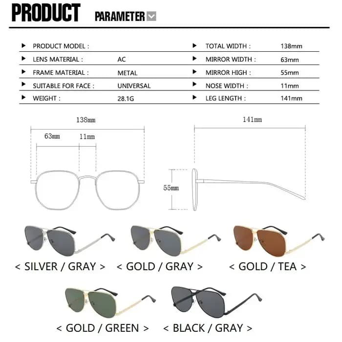 Nouvelles Lunettes de Soleil Aviateur Homme Femme 2026 Tendance Marque Design
