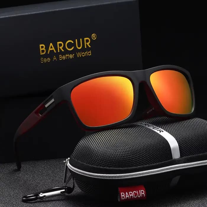 BARCUR-Lunettes de soleil polarisées de sport pour hommes, revêtement TAC coloré, cadre PC antidérap
