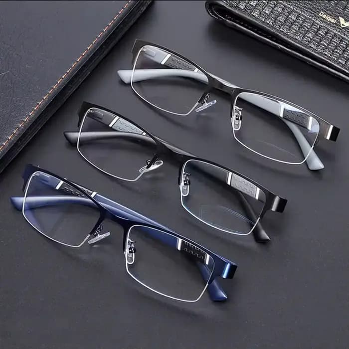 Lunettes plates demi-monture bloquant la lumière bleue
