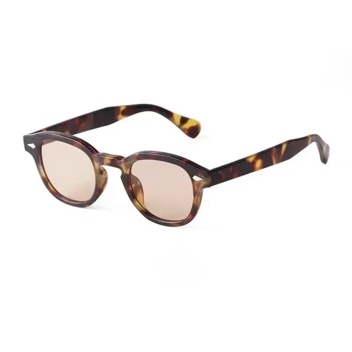 Lunettes de soleil rondes rétro effet écaille pour femme