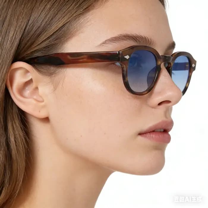 Lunettes de soleil rondes rétro effet écaille pour femme