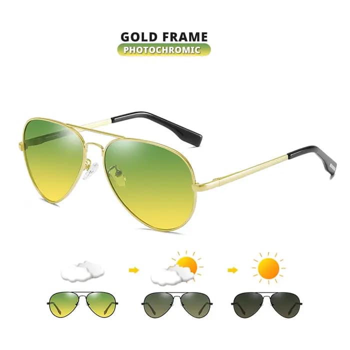 Top marque pilote lunettes de soleil photochromiques hommes polarisées jour nuit conduite