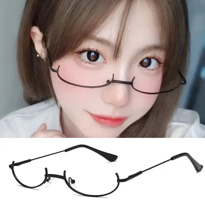 Lunettes vintage demi-monture en métal sans lentille pour filles
