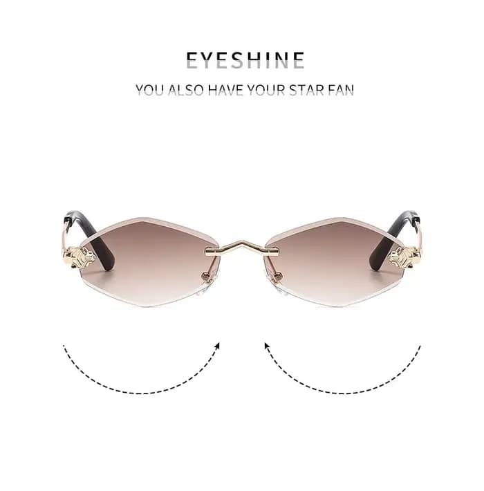 Mode petites lunettes de soleil polygonales pour femmes marque de luxe marron losange