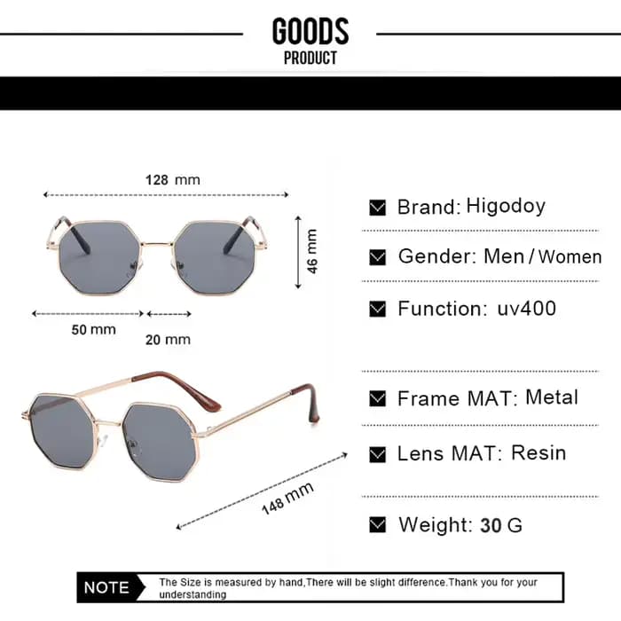 Lunettes de soleil polygone vintage pour hommes et femmes