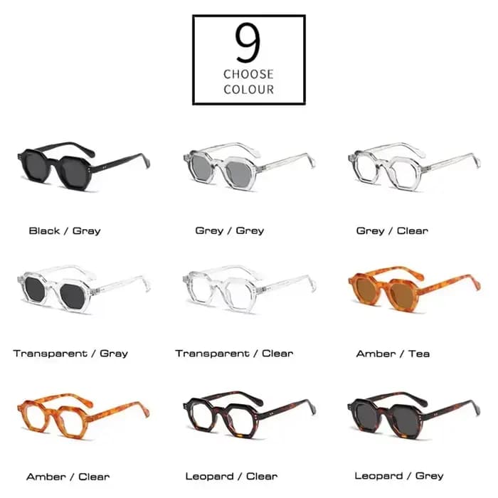 JNPCXI rétro ambre polygone petit carré femmes lunettes de soleil