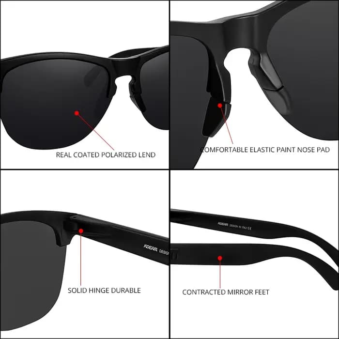 KDEAM Lifestyle – lunettes de soleil polarisées pour hommes et femmes, monture semi-sans monture TR9