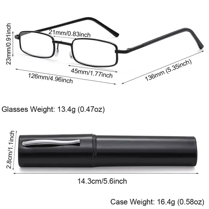 Lunettes de lecture ultralégères avec étui pour stylo