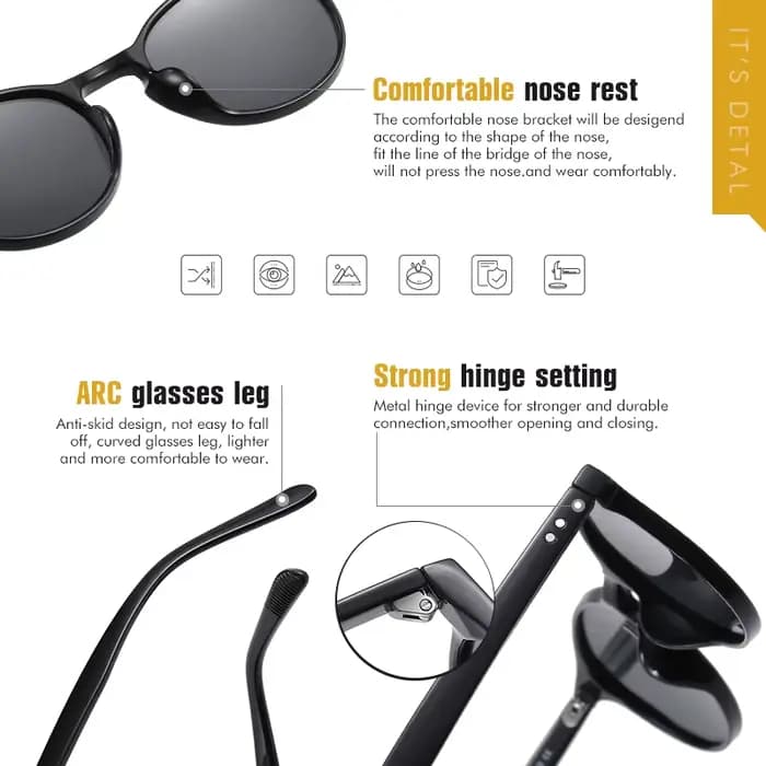 LIOUMO – Lunettes de soleil rondes polarisées pour hommes et femmes