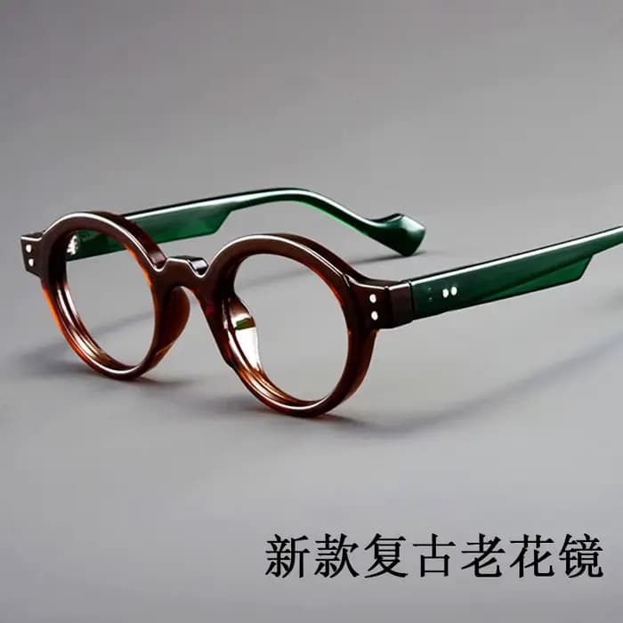 Lunettes de lecture à monture ronde rétro à la mode en résine ultra légère, adaptées aux hommes et a