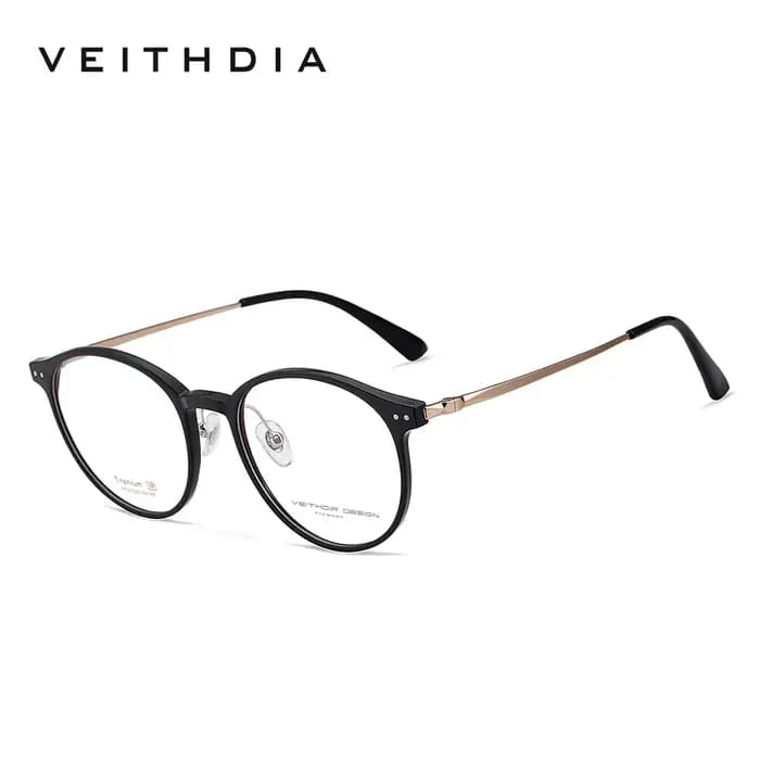 Lunettes optiques anti-lumière bleue de marque VEITHDIA, monture en titane TR90, anti-fatigue, pour lecture sur ordinateur, rondes, unisexes, E71F03