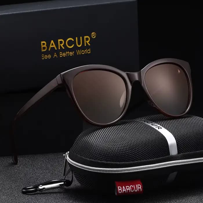 BARCUR-Lunettes de soleil polarisées œil de chat pour femme, monture PC, simple, confortable, ultra