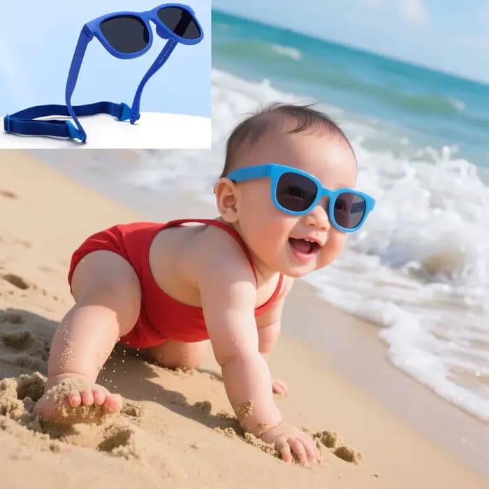Lunettes de soleil polarisées flexibles et pliables pour nouveau-né de 0 à 24 mois