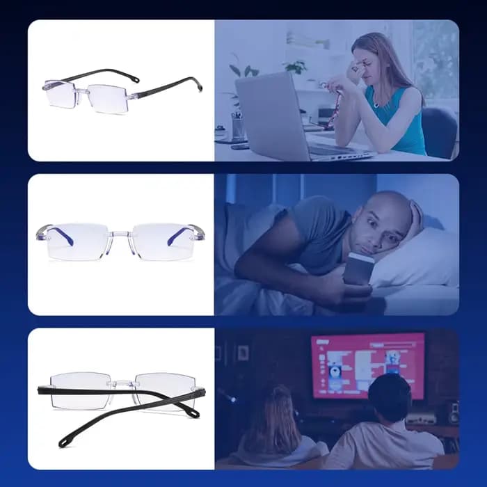 Lunettes de lecture 0 -1.0 à-4.0 myopie Glasse sans monture Anti lumière bleue hommes
