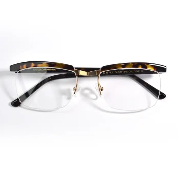 Monture de lunettes en métal et acétate faite à la main pour hommes, lunettes Tom Hardy, lunettes de cosplay du film The Legend, lunettes dorées brossées