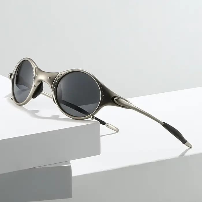 Lunettes de soleil polarisées Fight Club Mars Silver Punk Retro pour le cyclisme, UV400, monture ron