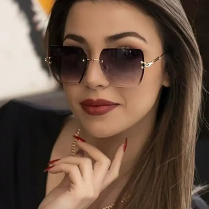 Lunettes de soleil oversize sans monture tendance 2026 pour femme – Design de marque de luxe célèbre