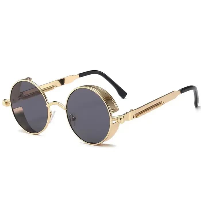 Vintage Steampunk rouge lunettes de soleil hommes rond Punk alliage métal rétro