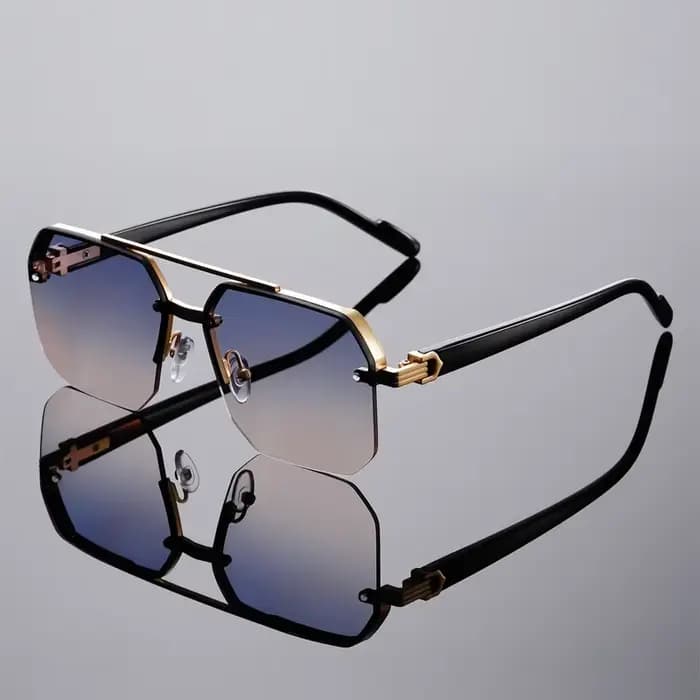 GM LUMIAS lunettes de soleil surdimensionnées semi-sans monture hommes mode Vintage dégradé nuances décontractées